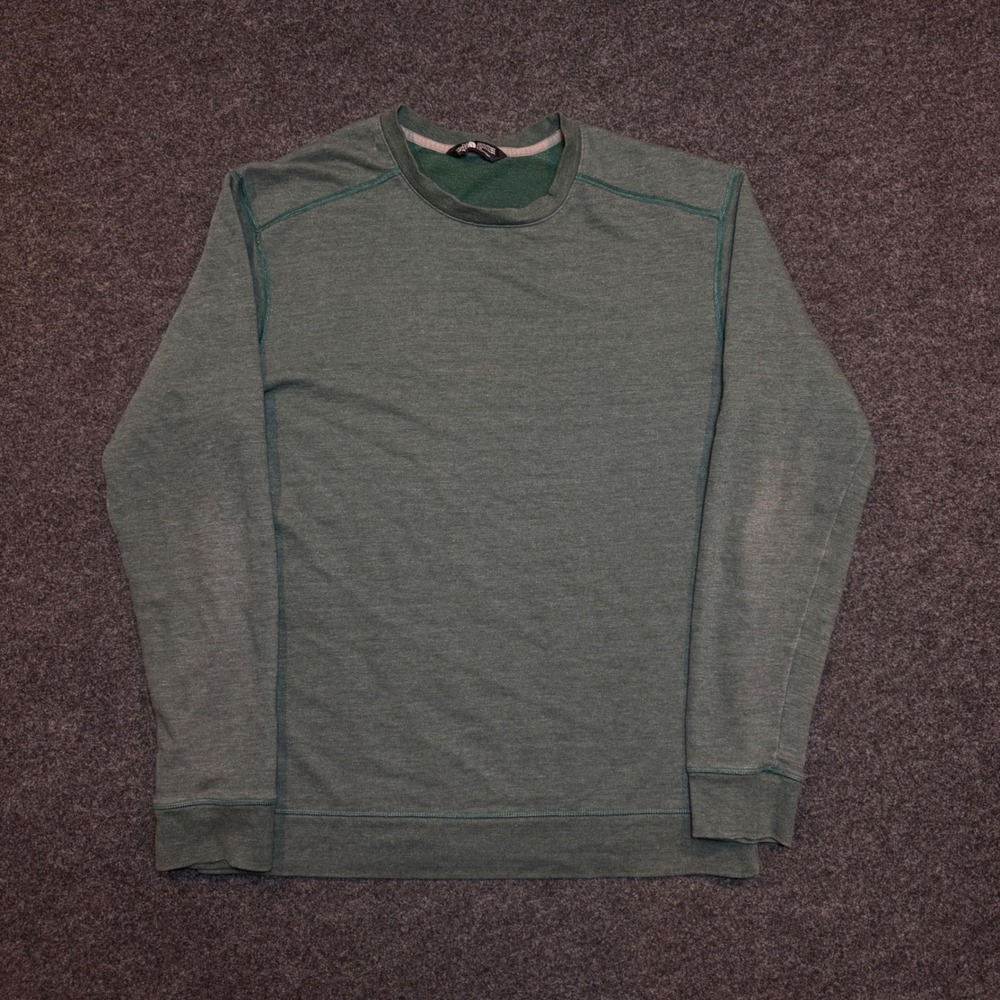 The North Face Mens Large Green Heathered Crewneck Fleece Pullover Sweatshirt